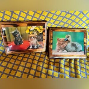 Wood lacquered kitten art